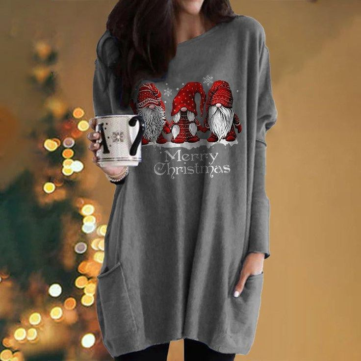 Christmas Dress Loose Oversized Long Sleeves Ckcxtxw1A3 Style - Shop at LoveMi