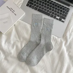 Cute Girl Bow Tube Socks Hollow Bunching Socks - Light Grey - View 1