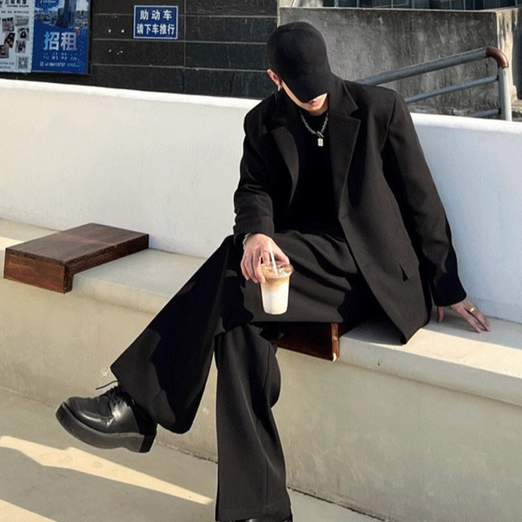 Mens Casual Spring Autumn Suit Jacket With Padded Shoulders In A Edgy Style