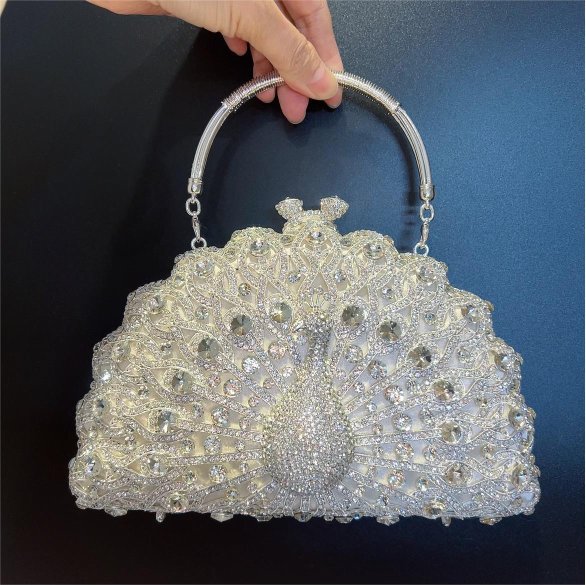 Large Peacock Diamond Every Night Bags Luxury - Image 6