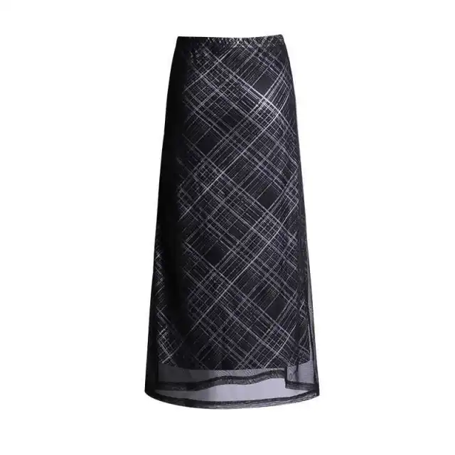 Plaid Stretch Tulle Straight Dress Black And Gray Plaid - Shop at LoveMi