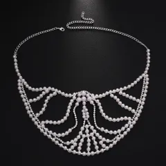 Makeup Party Pearl European And American Fashion Exaggerated Music Festival Party Rhinestone Mask - Silver - View 1