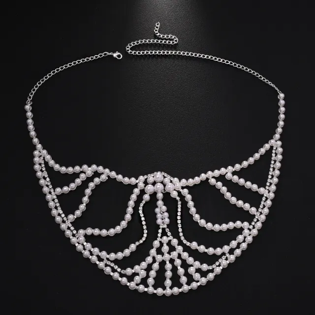 Makeup Party Pearl European And American Fashion Exaggerated Music Festival Party Rhinestone Mask Silver - Shop at LoveMi