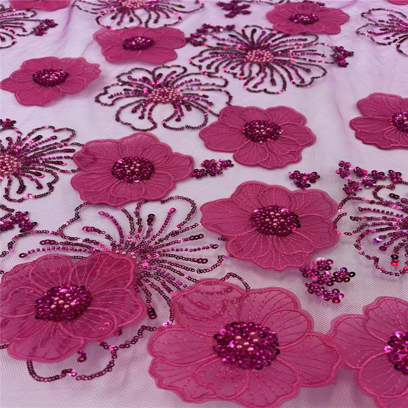 Three-dimensional Embroidered Mesh Fabric Sequin Bead Tube Embroidery - Image 30