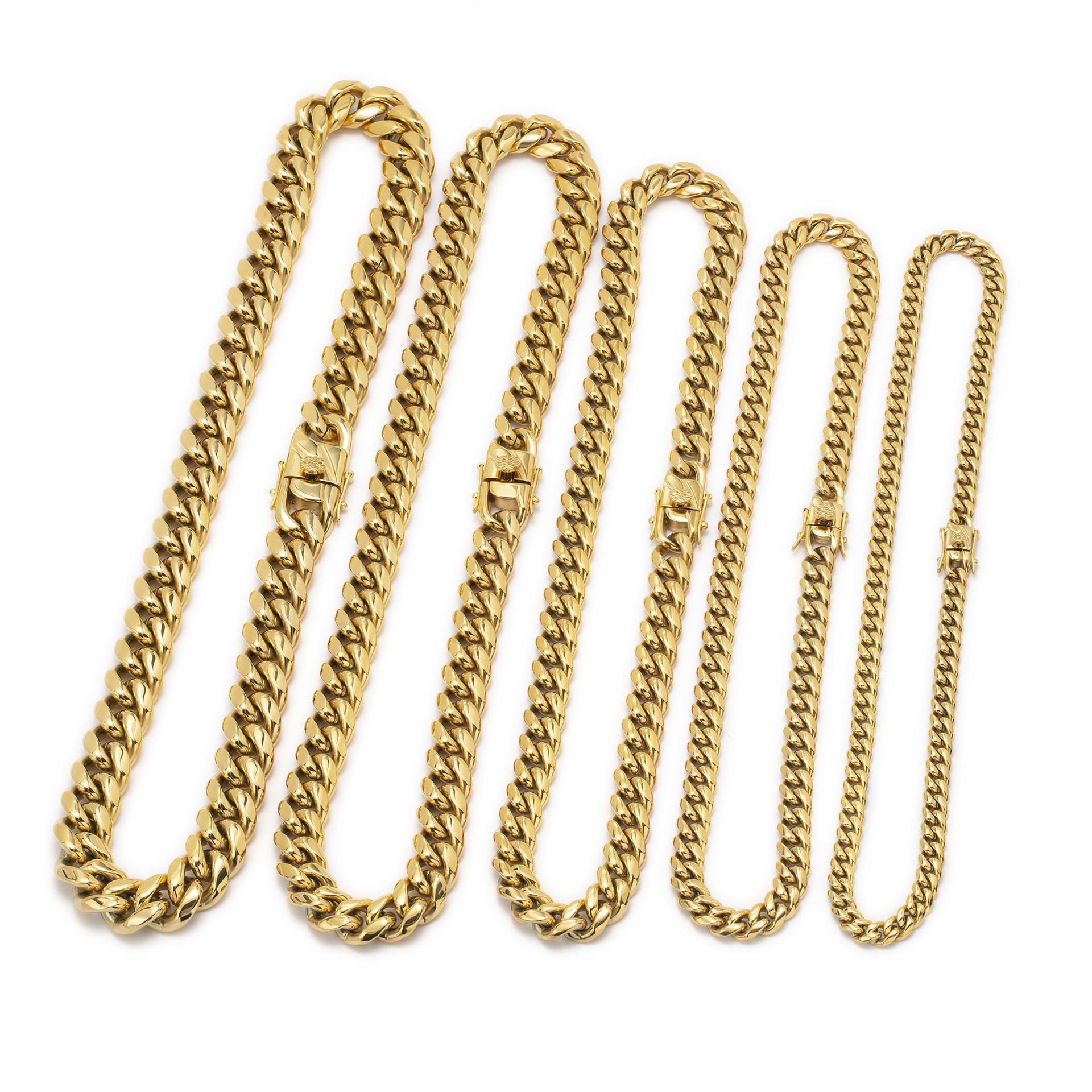 Polished Titanium Steel Cuban Chain Necklace - Jewelry & Watches