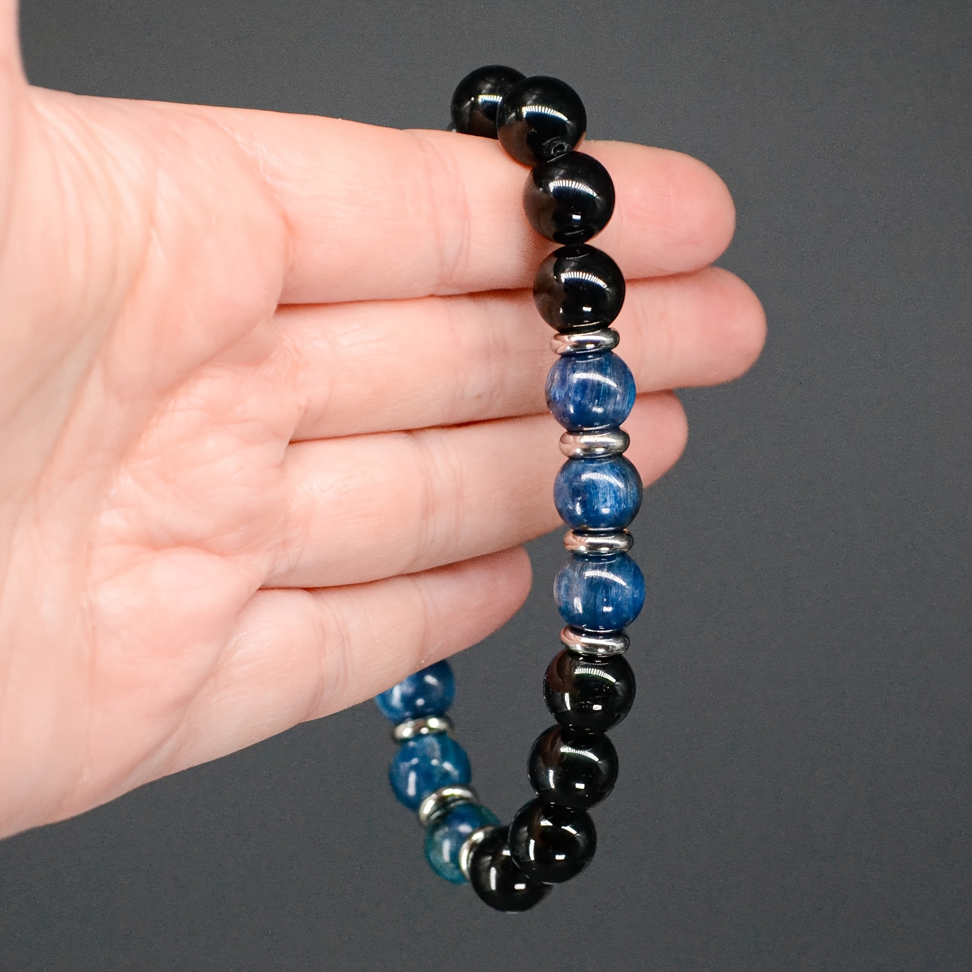 Black Tourmaline And Blue Apatite Necklace
