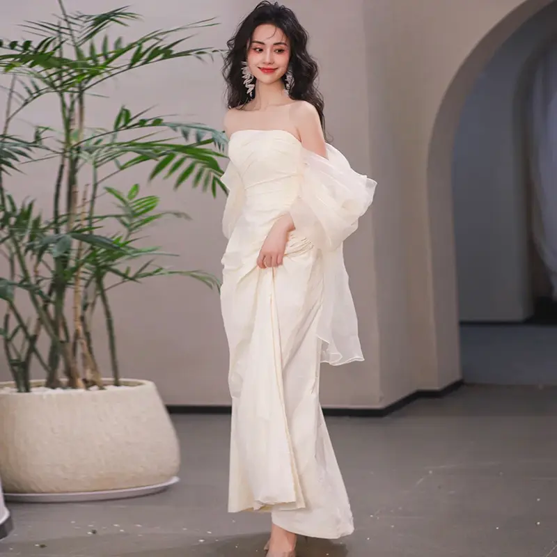 Tube Top Light Wedding Dress Bride Simple