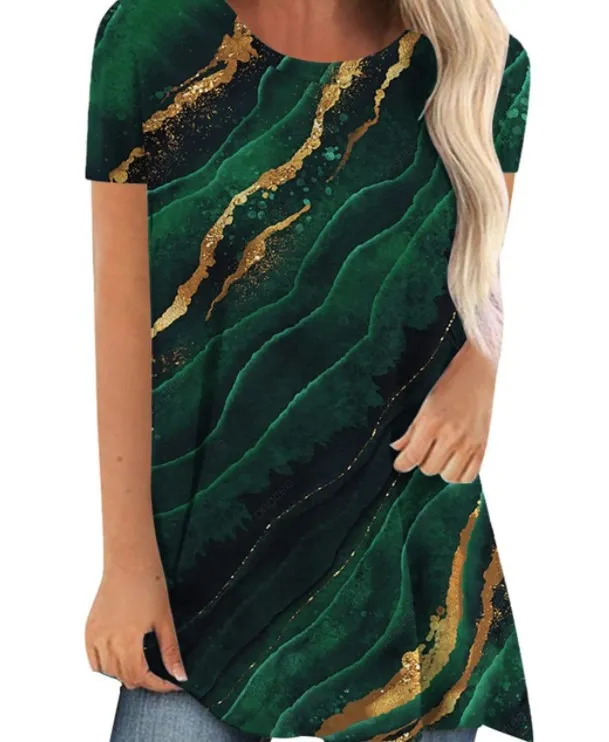 Crew Neck Casual Vintage Print Short Sleeves T shirt For Women Figure 2 Xxxl - Shop at LoveMi