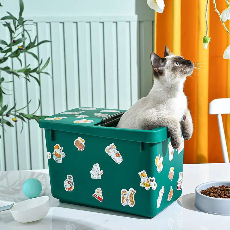 Cat Dog Food Storage Bucket Box