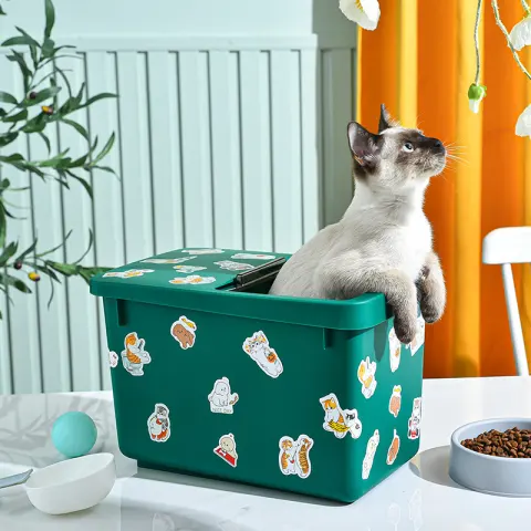 Cat Dog Food Storage Bucket Box