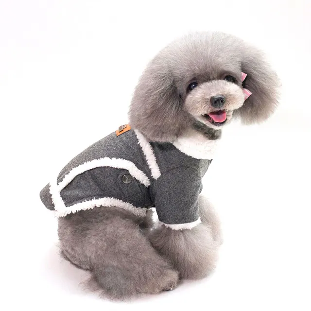 Pet Two leg Fleece lined Personalized Warm Keeping Dog Clothes Black Gray - Shop at LoveMi