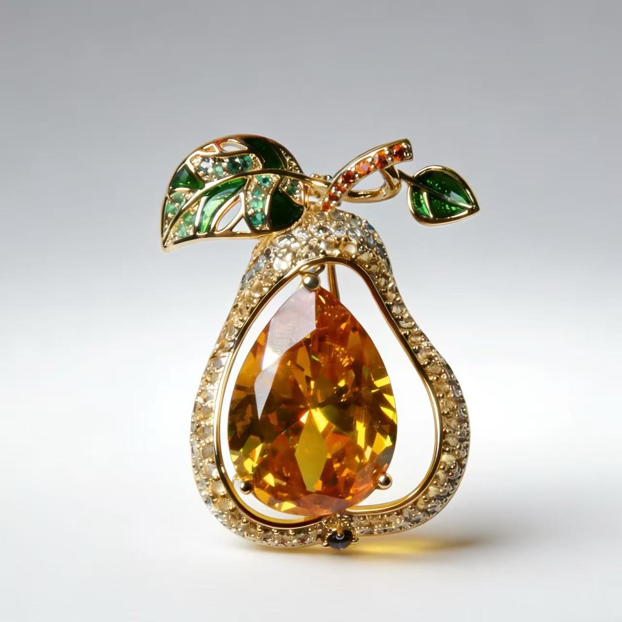 Pear-Shaped Cubic Zirconia Brooch, picture 2 of 5