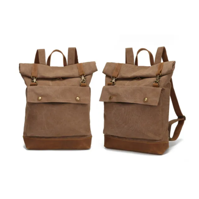 One shoulder Roll Top Roll Cover Backpack Brown - Shop at LoveMi