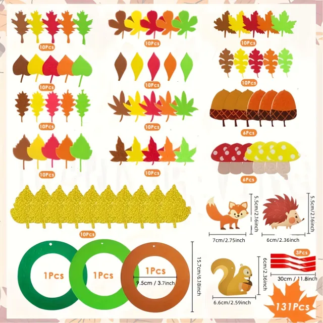 Thanksgiving Autumn Wreath Set Felt Maple Leaf Stickers Orange - Shop at LoveMi
