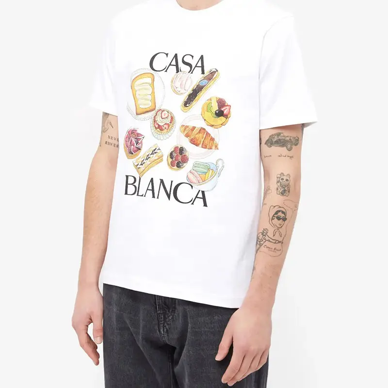 Afternoon Tea Hamburger Printed Loose All-match Short Sleeve Fashion