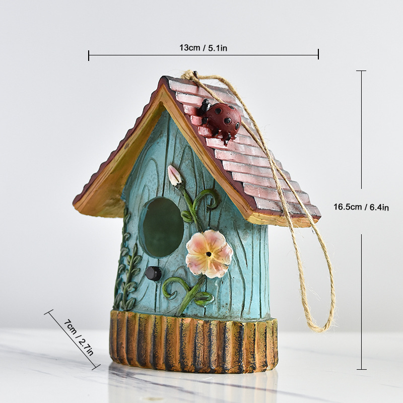 Rustic Birdhouse Outdoor Garden Decoration Bird Nest Sculpture Courtyard Ornament
