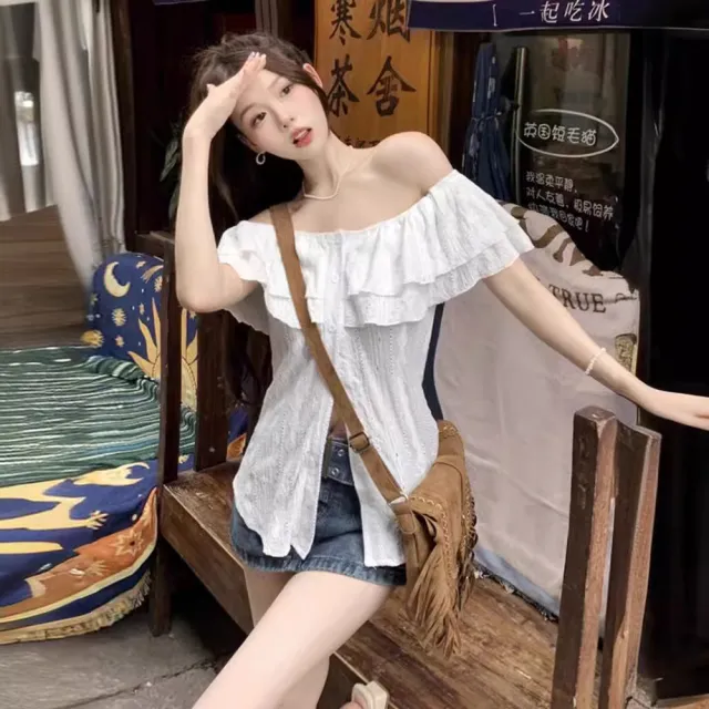 Plus Size Off shoulder Women's Shirt White - Shop at LoveMi