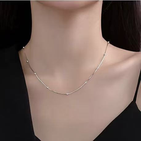 Snake Bone Round Bead Necklace Clavicle Chain