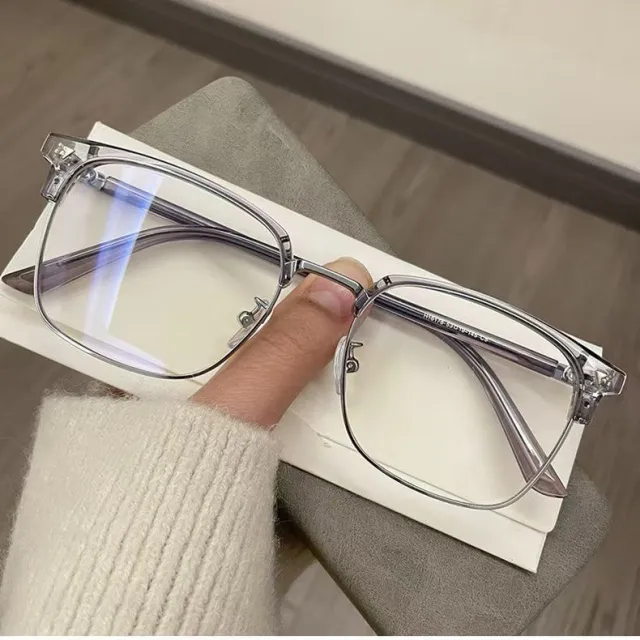 Korean Version HD Eye Protection Anti Blue Ray Plain Glasses Black Gold Frame - Shop at LoveMi