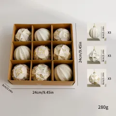 Christmas Ball Decorations Creative Gift Ball Ornaments - Antique Gold 8Cm 9Pcs - View 1
