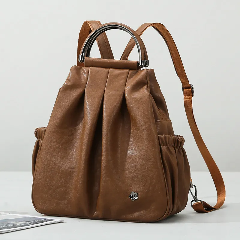Fashion Advanced Texture Travel Backpack Work Commuter PU - Brown