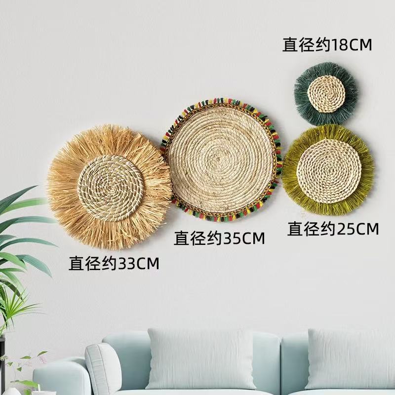 Woven Raffia Wall Hanging Set, picture 2 of 9