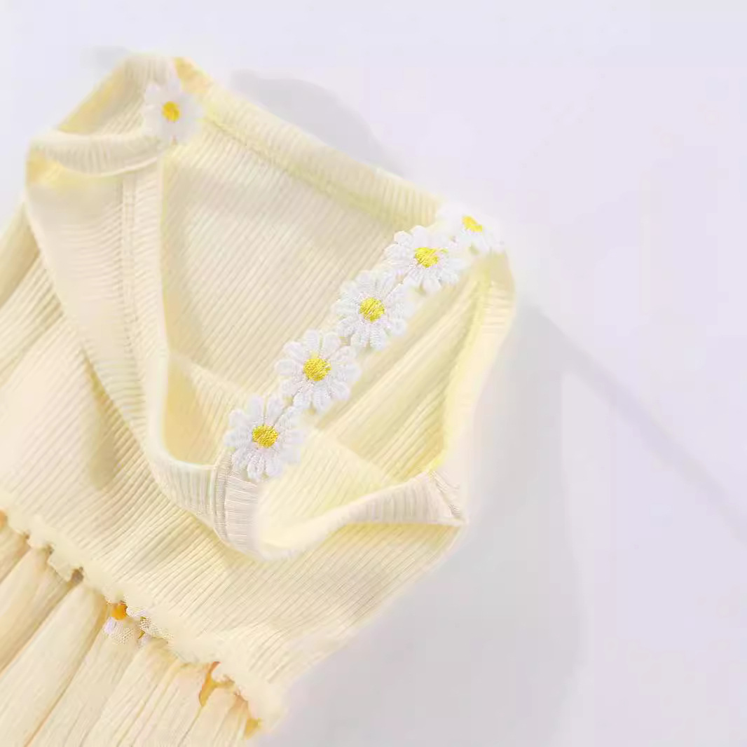 Girls Spaghetti-Strap Mesh Floral Dress