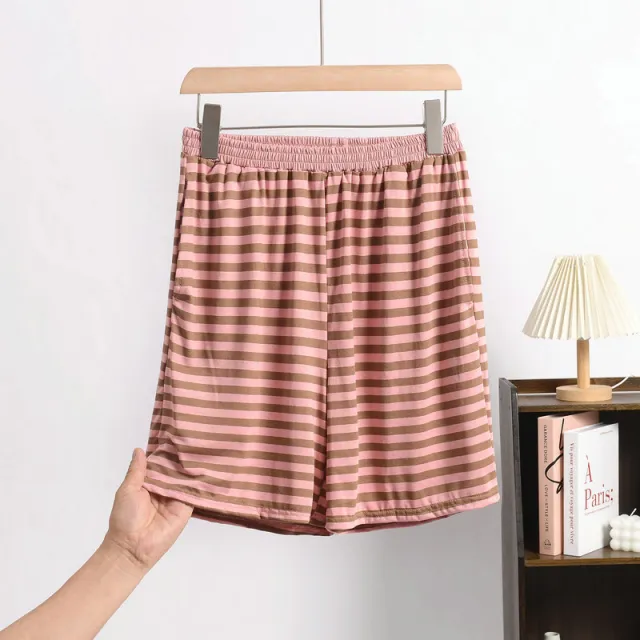 Japanese style Loose fitting Wearable Large size Bit cotton Loungewear Pants Dried Shrimp Powder Stripes Xl - Shop at LoveMi