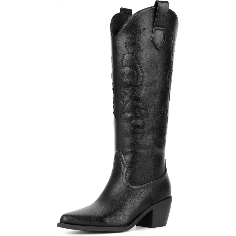 Womens Knee-High Western Boots Country Side Zipper