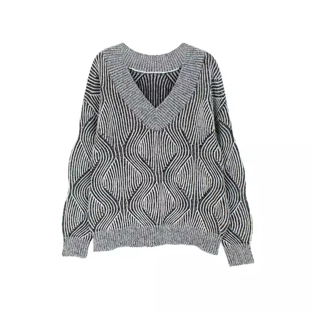 Large V neck Pullover Fashionable Knitted Sweater Mixed Color - Shop at LoveMi