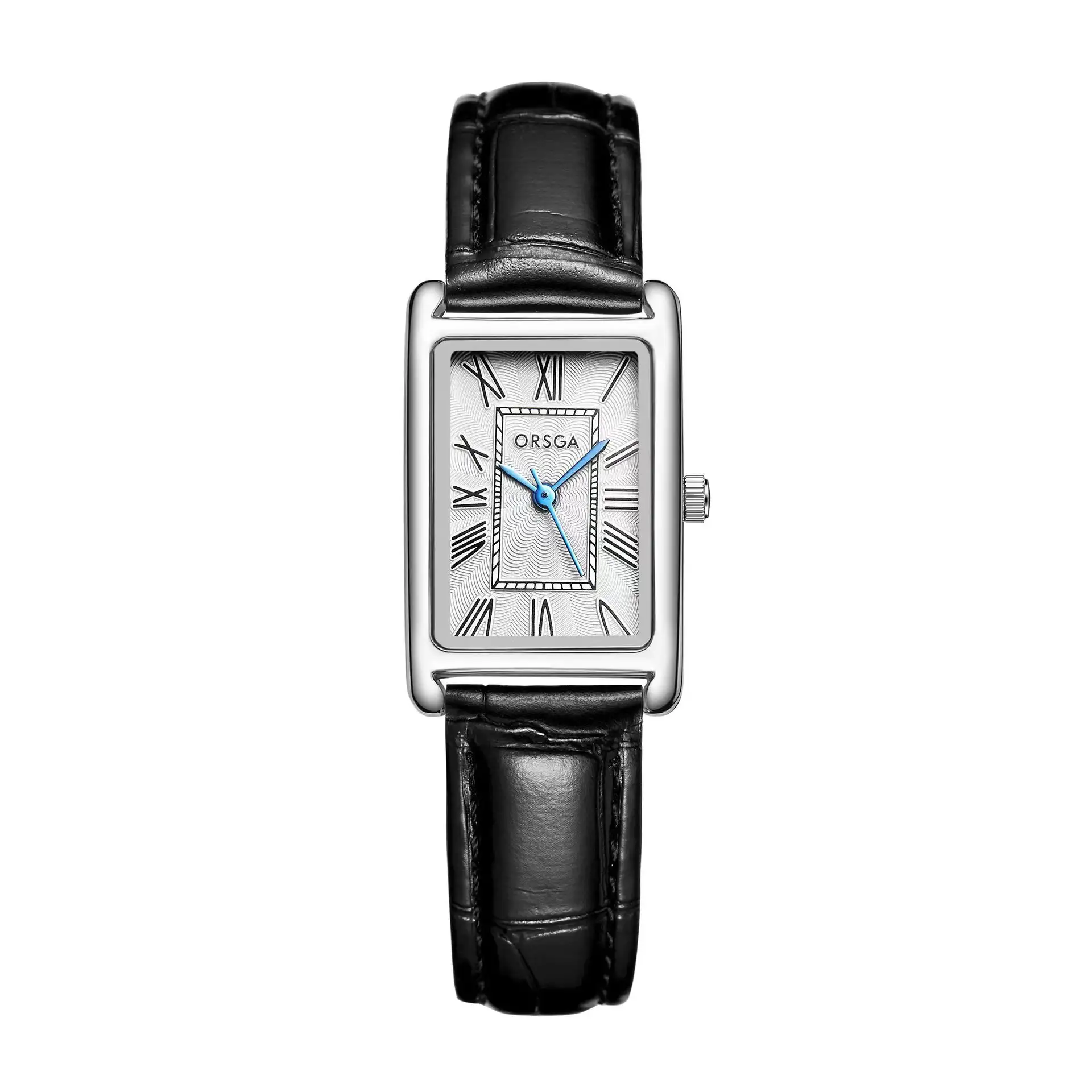 Fashionable Womens Square Steel-Strap Quartz Watch