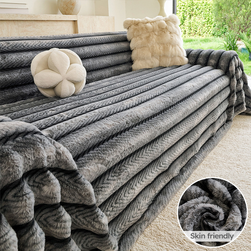 Non-slip High-end Thick Rabbit-fur Sofa Cover