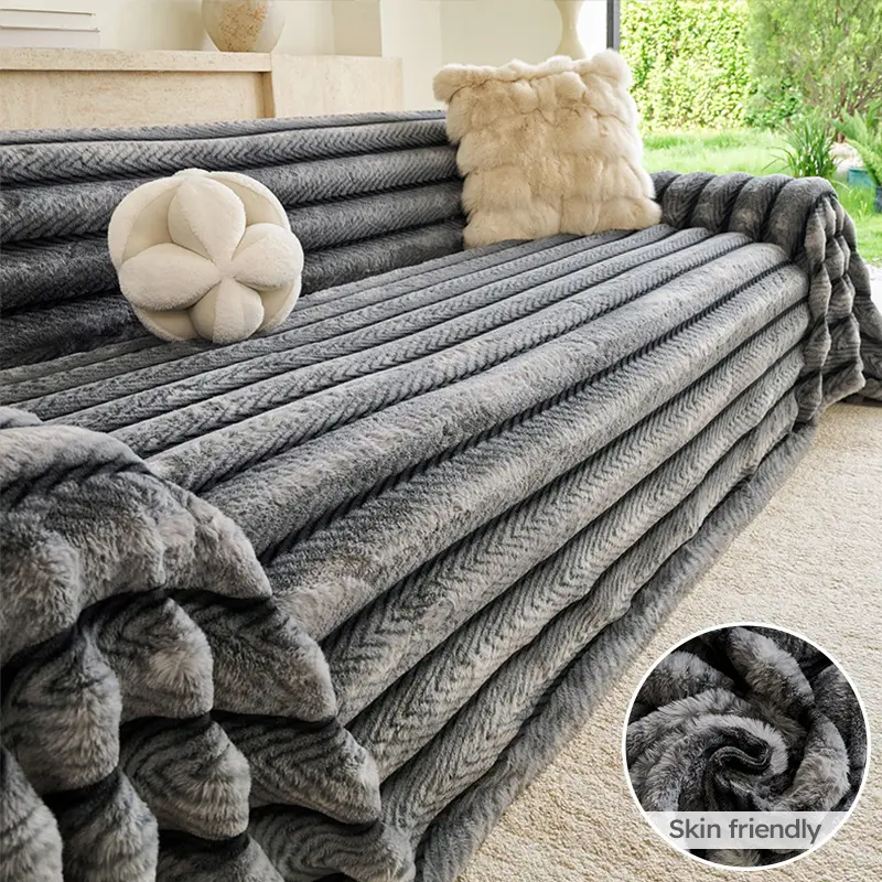 Non-slip High-end Thick Rabbit-fur Sofa Cover