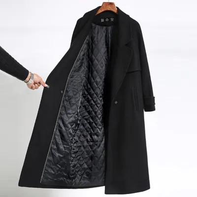 Women's Black Overcoat Mid length Thick Loose Slim fit Woolen Coat Black, Cotton Lining - Shop at LoveMi