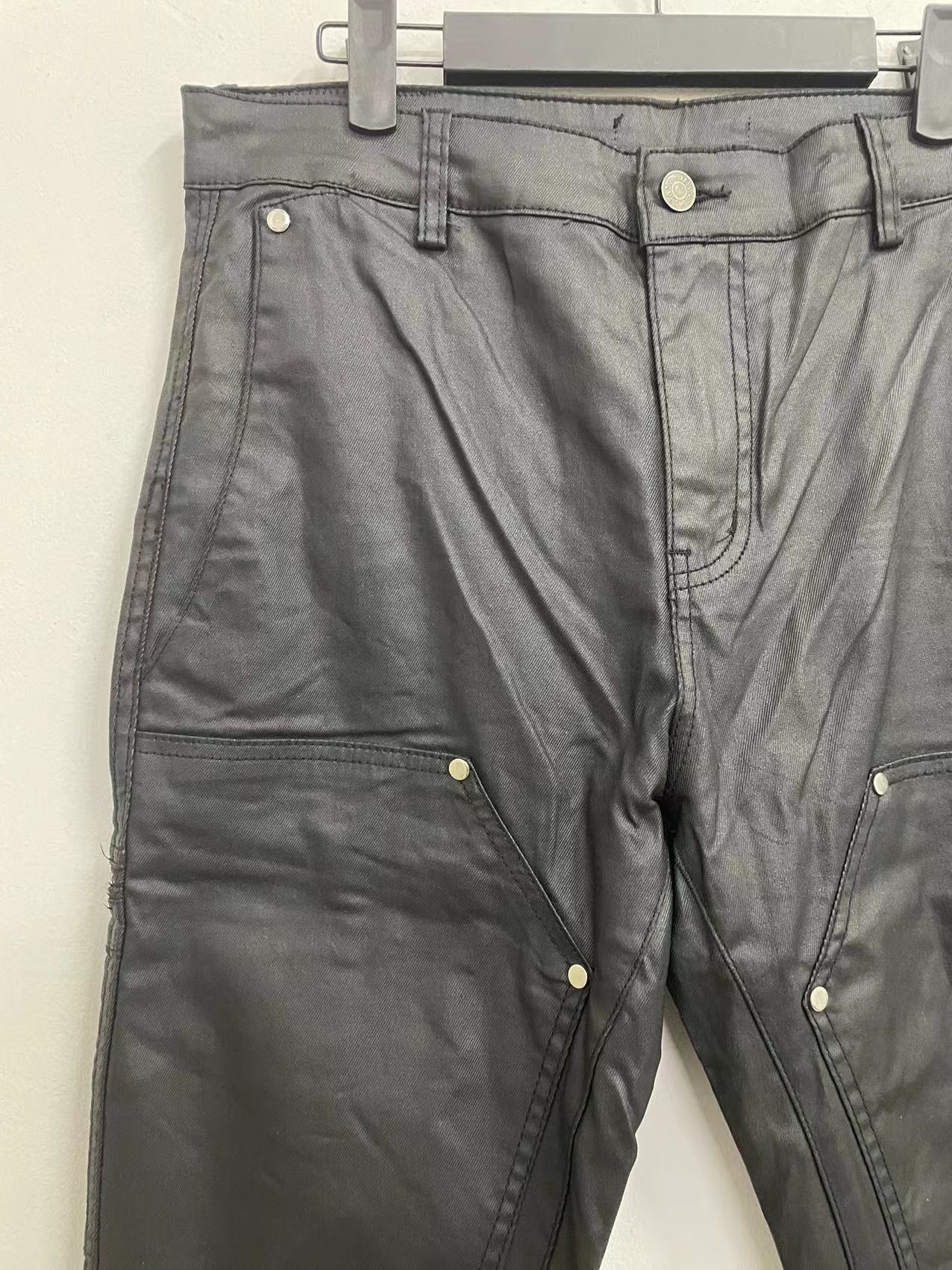 Fashion Black Brushed Wax Zipper Casual Jeans