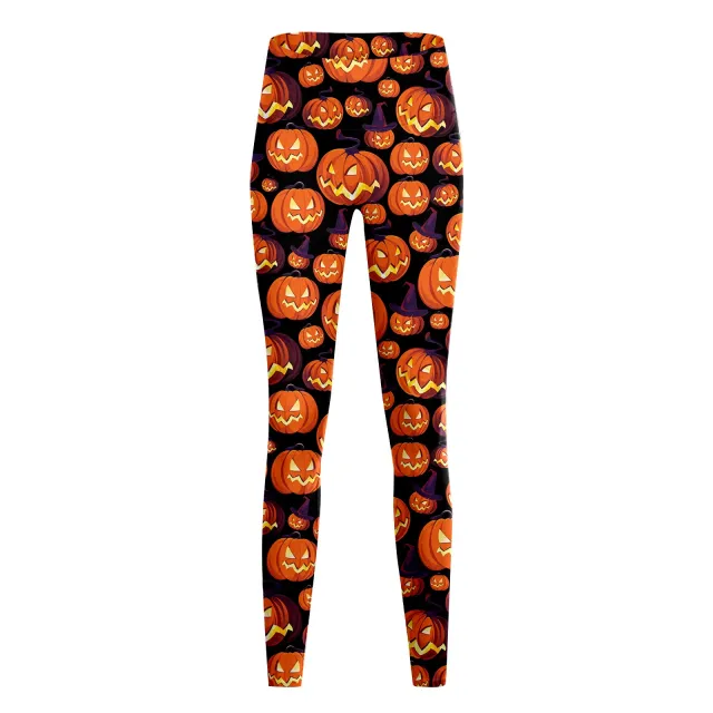 Women's Fashion Casual Halloween Pumpkin Print High Waist Yoga Slim Fit Fitness Pants Yjkxps158 S - Shop at LoveMi