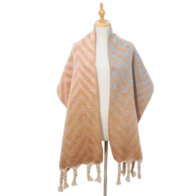 European And American Autumn And Winter Knotted Coarse Braid Imitated Mohair Jacquard Camel - Shop at LoveMi
