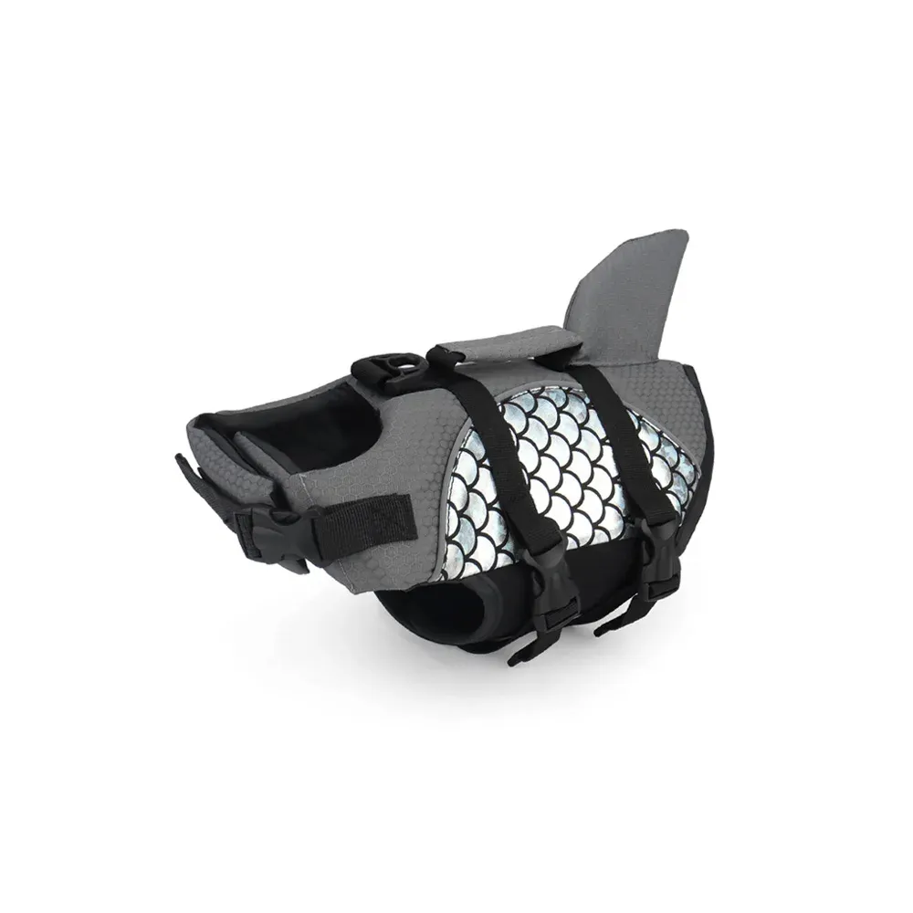 Pet Football Pattern Fish Tail Life Jacket - Silver