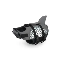 Pet Football Pattern Fish Tail Life Jacket - Silver - View 1