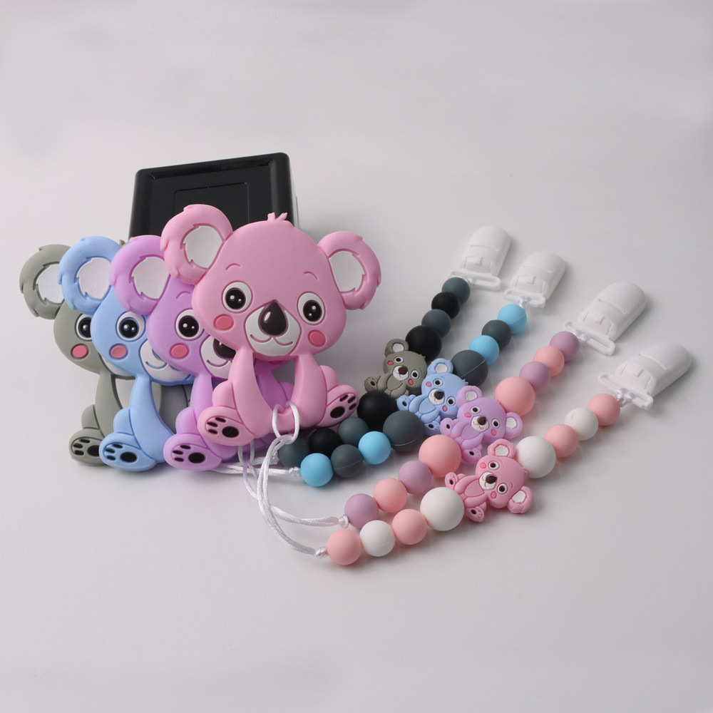 Title 3, Conjunto mordedor de silicone koala com corrent...