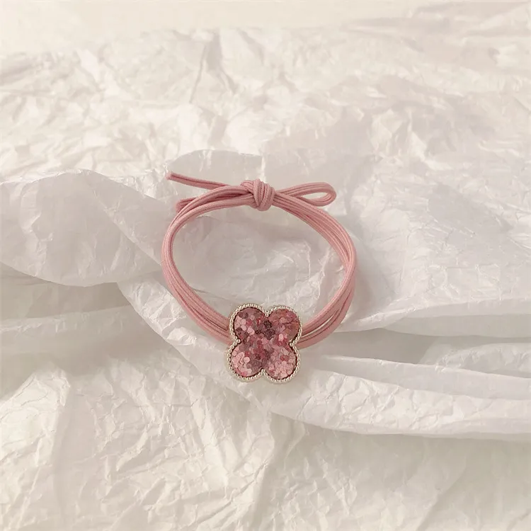Sweet Cute XINGX Girl's Heart Hair Rope Hair Rubber Band Korean Hair Accessories - 3668 Clover