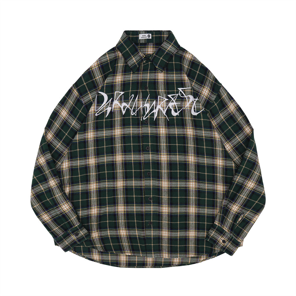 Street Trendy Letter Embroidery Loose Lapel Long Sleeves