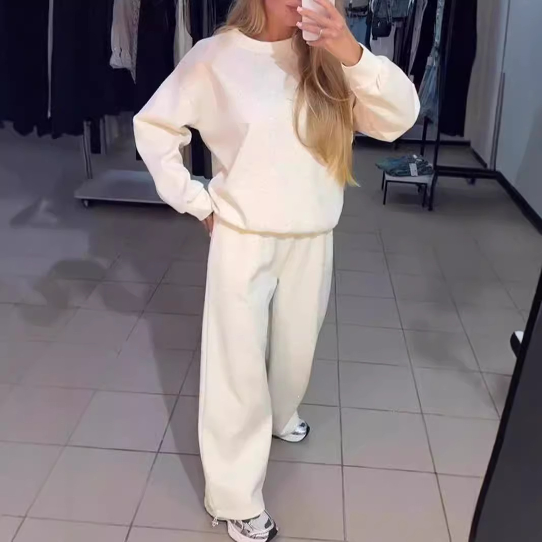 Casual Round Neck Long Sleeve Full Body Hot Drilling Drawstring Ankle-tied Suit