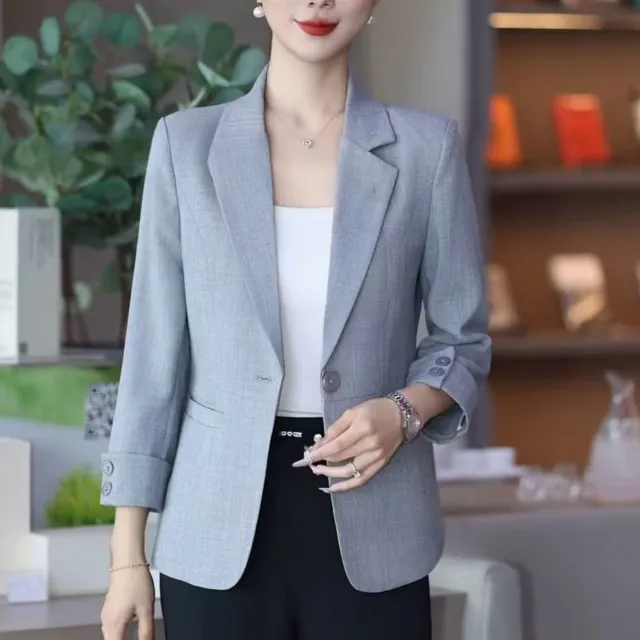 Casual Slim Stylish Middle aged Spring And Autumn Coat Classic Gray Single Layer - Shop at LoveMi