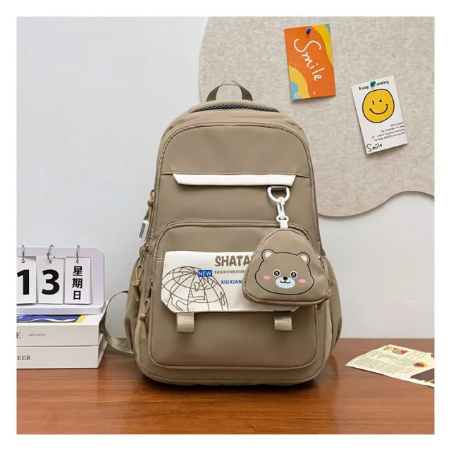 Fashion Casual Wearproof Super Light And Large Capacity Backpack Khaki - Shop at LoveMi
