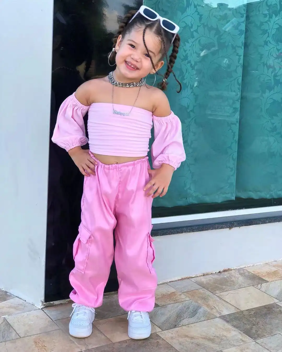 Off-shoulder Raglan Sleeve Trousers Straight Pants Overalls Suit