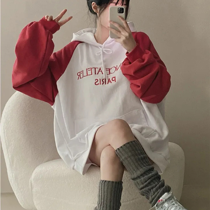 Title 5, American Retro Wine Red Raglan Sleeve Sweater