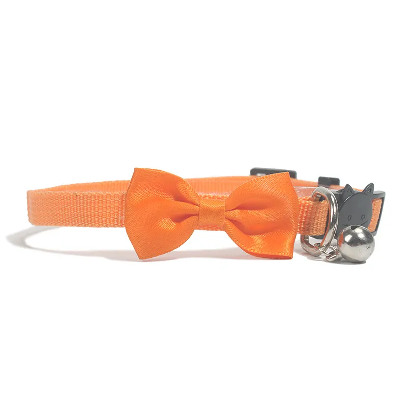 Nylon Bell Bow Pet Tie Collar - Orange