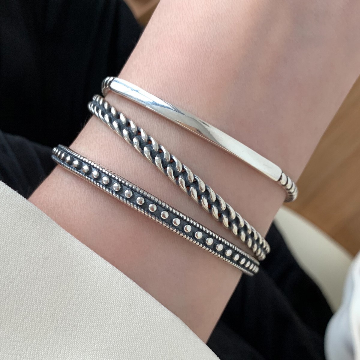 Sterling Silver Geometric Bracelet, picture 3 of 5