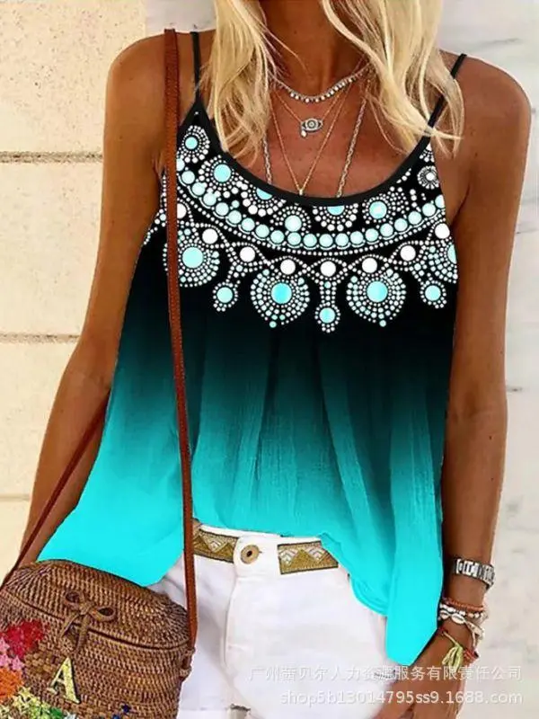 Women's Sling Color Plaid Printed Top Ods2341D - Shop at LoveMi